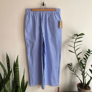 NWT Reformation Blue Pinstripe Pant, Size Large